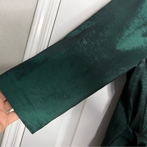 ALEX EVENING WOMENS BLOUSE, TAFFETA, DEEP GREEN, size 1X - Picture 6 of 7
